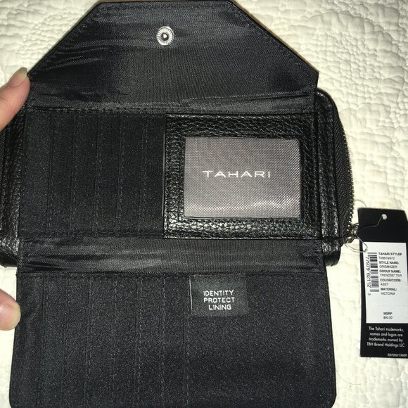 Tahari Women's Black Trendsetter Clutch Wallet Organizer with Wrist Strap NWT - Picture 12 of 15